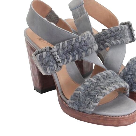 JOHN FLUEVOG Women's Hopscotch Tuggawar Strappy Heeled Sandal Blue Size 7.5 - Picture 1 of 16